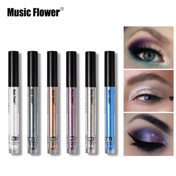 

music flower 8 color glitter liquid eyeshadow gel waterproof metallic makeup nude shine brighten shimmer eye shadow coat1