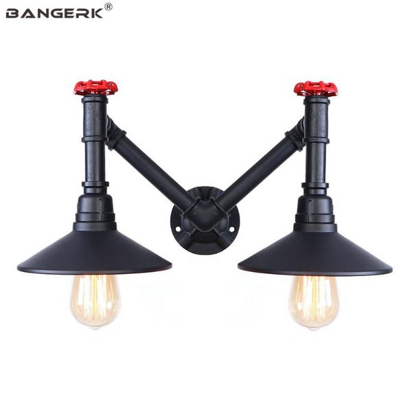 

wall lamp vintage black led bedside water pipe double light switch loft decor edison lights sconces antique lighting