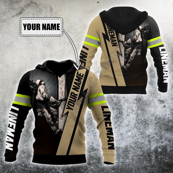 

men's hoodies & sweatshirts customize name electrician 3d all over printed zipper hoodie women for men halloween pullover streetwear, Black