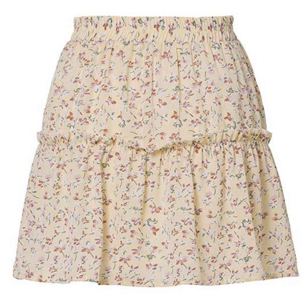 

paris girl summer fashion high waist ruffled floral print beach short mini skirt women 210524, Black