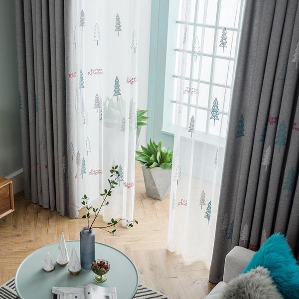 

curtain & drapes christmas tree embroidered curtains for living room kids children blackout bay window treatment js280c