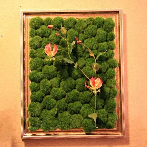 

decorative flowers & wreaths 6pcs handmade moss rocks simulation green covered stones ksi999