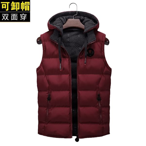 

double sided down cotton winter fashion men's warm vest waistcoat, Black