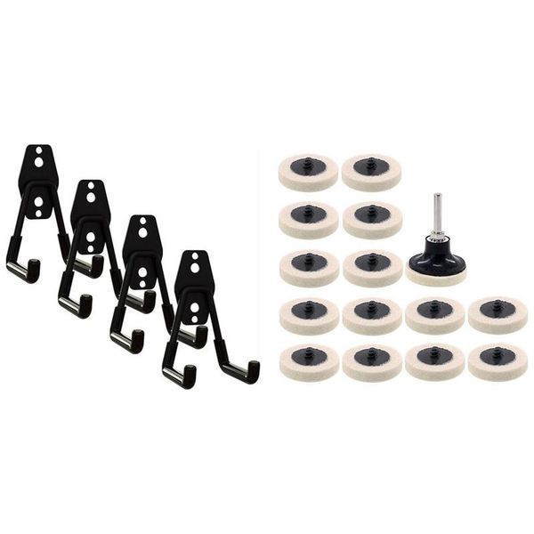 

hooks & rails 16pcs 2 inch fabric disc polishing buffing pads wheels holder & 4x garage hooks,garage storage