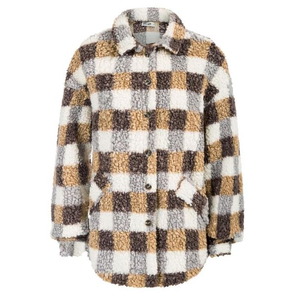 

women's jackets women curved hem jacket over sized dropped shoulder button-up coat patch pockets in the front size silhouette, Black;brown