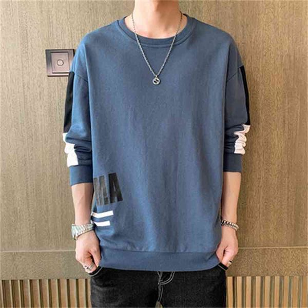 

long sleeved t-shirt men's round neck fashion brand ins bottomwear korean versatile sweater loose student hoodless clothes, White;black
