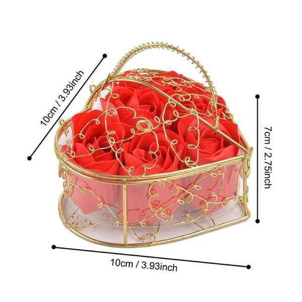 

soap flower bouquet romantic heart style fake rose basket scented iron gift decorative petal x2h8 flowers & wreaths