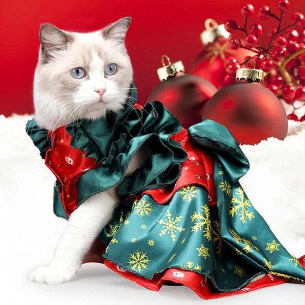 

cat costumes princess pet costume christmas kitten apparel green red dress for fashion p7ding