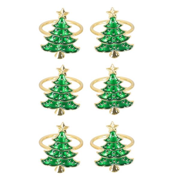 

napkin rings 6pcs christmas tree ring paper towel metal holder party decor