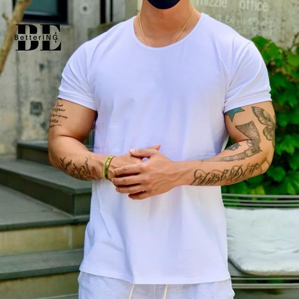 

running jerseys 2021 summer cotton men's fit round collar t-shirt breathable elastic short sleeve korean edition fashion large size, Black;blue