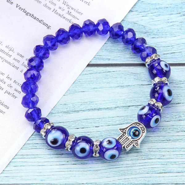 

selling blue devil's eye turkish national wind glass bracelet irregular crystal chain, Golden;silver