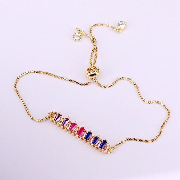 

link, chain 3pcs, baguette crystal simple jewelry colorful copper bracelets, Black