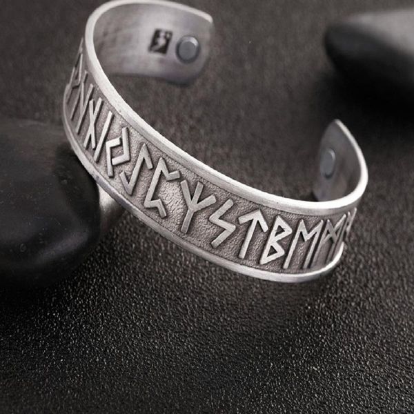 

bangle letter symbols nordic slavic viking style open bracelet, Black