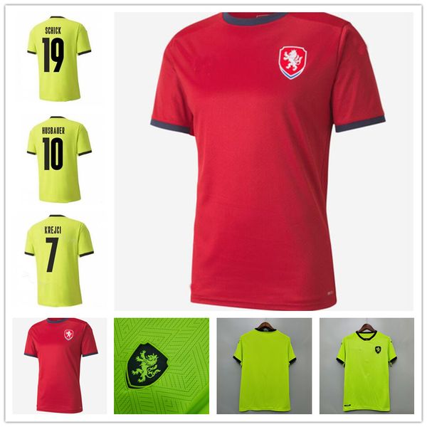 

New CZECH REPUBLIC 2021 CZECH soccer jersey 21 Patrik Schick Pavel Kaderabek camisetas national team away green football shirts thailand, Away+patch