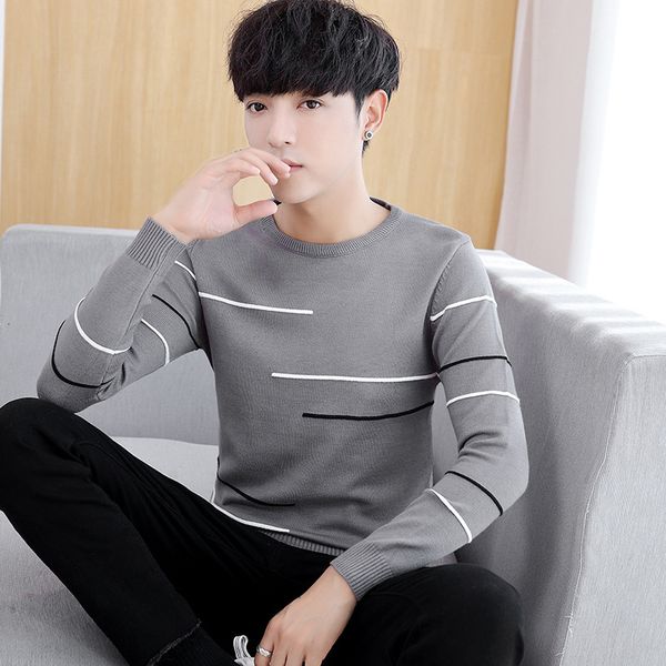 

men's sweaters casual male sweater men's shirt long sleeve, black, gray autumn, green neck, daily pullovers yju9, White;black