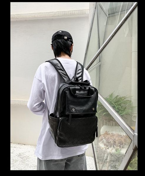

backpack pb3546 men's 2021 woven pu business casual travel bag