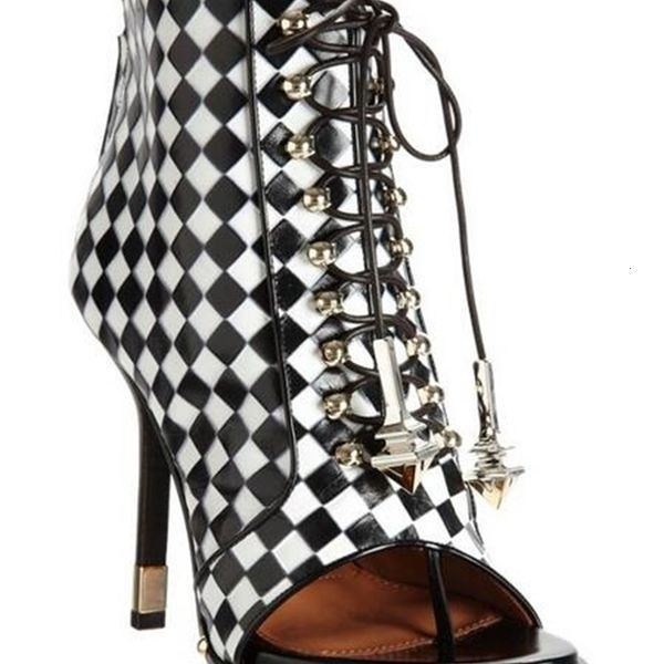 

boot designer check-in high heel pumps dressed in leather lace-up ankle, Black