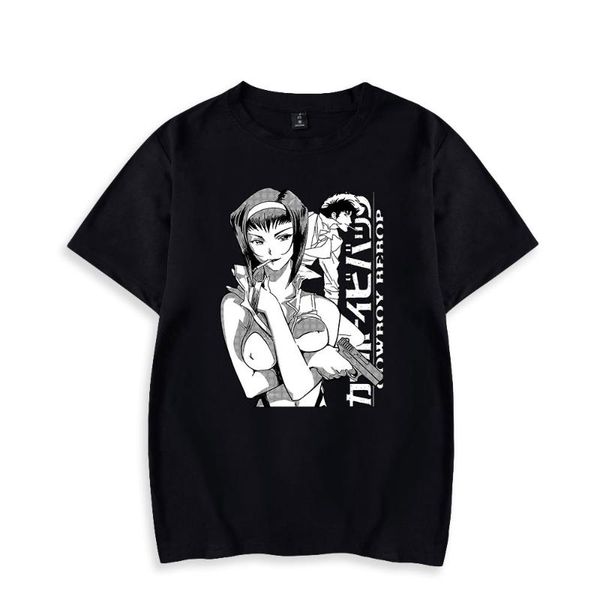 

men's t-shirts cowboy bebop print spring summer holiday street men/women casual kawaii ghip hop style streetwear t-shirt, White;black