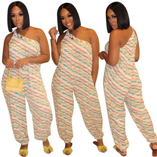 

autumn latest women striiped printing loose jumpsuits casual female's slash neck sleeveless backless ankle-banded rompers, Black;white
