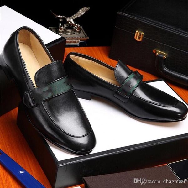 

2021 formal dress shoes for gentle designers men slip-on black genuine leather shoes mens business casual shoes whole