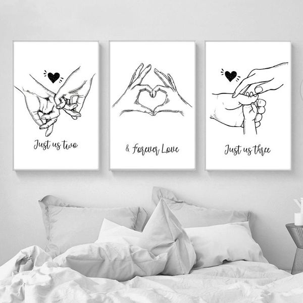 

paintings love hand family art line abstract kiss minimalist canvas painting nordic poster print wall picture modern living room decor