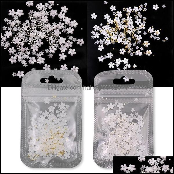

nail art decorations & salon health beauty stainless steel white flower pearl pendant ball design decoration mixed size rhinestone jewelry d, Silver;gold