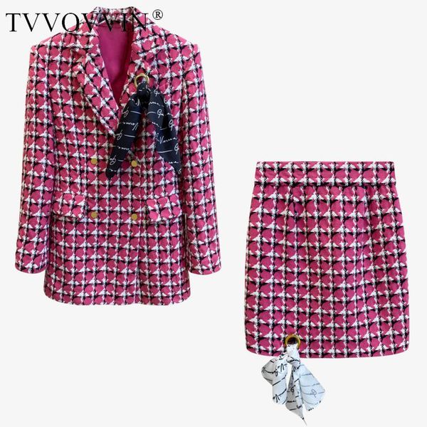 

autumn 2021 spring lattice v-neck double breasted casual long sleeve blazer half skirt suit c8me women's tracksuits, Gray