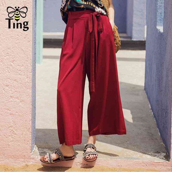 

boho wide leg pants women bohemian casual summer bottoms lady streetwear capris trousers fashion 210513, Black;white