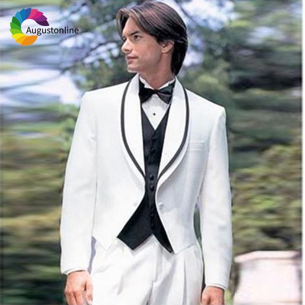 

men's suits & blazers white tailcoat slim fit shawl lapel men for wedding bridegroom groom costume prom formal tuxedo man bla, White;black