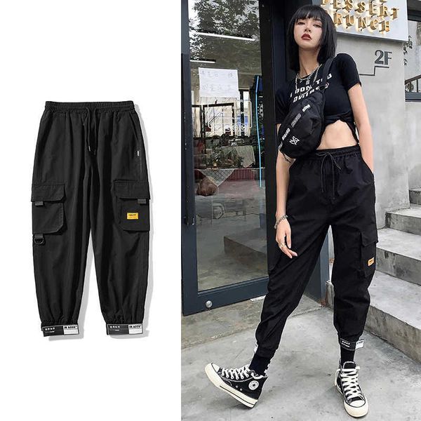 

women's pants & capris cargo men summer ribbons hip hop casual joggers women trousers streetwear harajuku sweat 1glv rl94, Black;white
