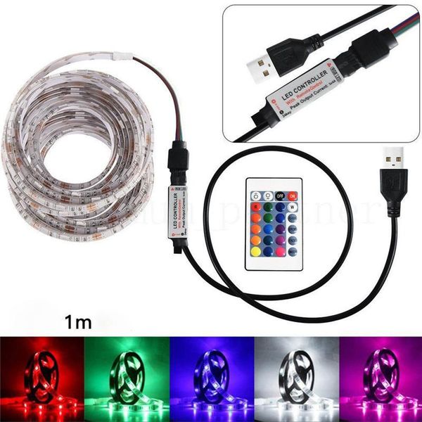 

50-200cm usb led strip light tv back lamp rgb colour changing+remote control strips