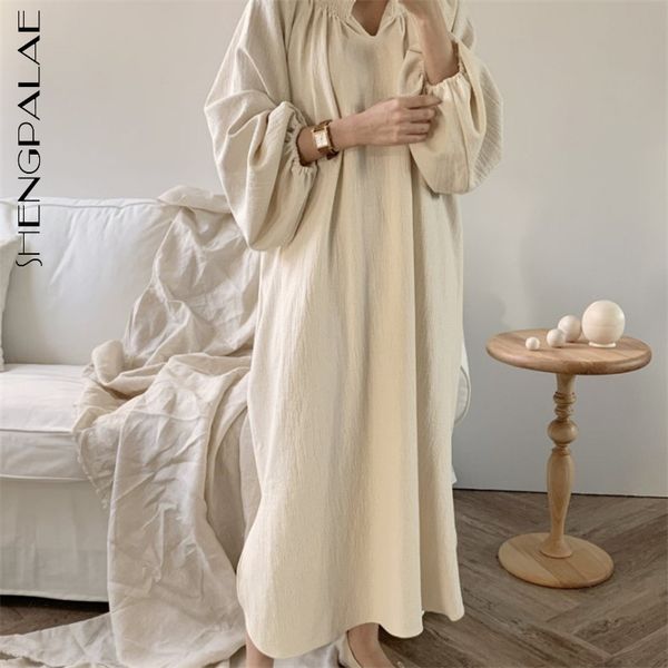 

casual dresses minimalist cotton hemp dress women's spring round neck flod loose lace up waist long sleeve mid-calf x4yc, Black;gray