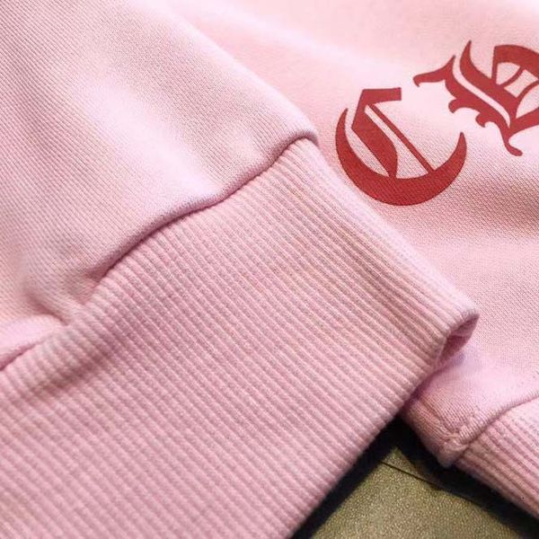 

women's ch kroja spring 2021 pink horseshoe crew neck print loose inside with terry sweater for men and women, White;black