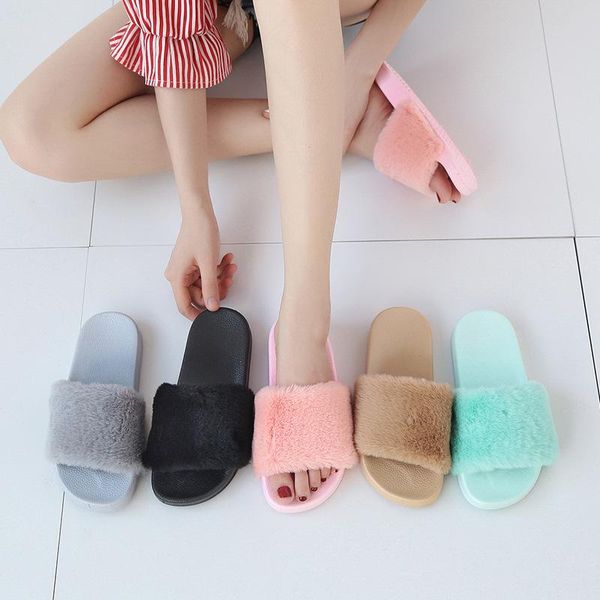 

slippers women's shoes autumn 2021 slippers, all-match casual plush shoes, sandals, flat-bottomed ladies, Black