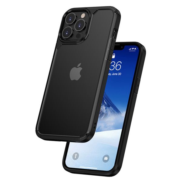 Custodie per telefoni con pannello trasparente antiurto per iPhone 13 12 mini 11 Pro XR XS Max 8 7 SE Samsung S21 Ultra S20 Plus Note 20 Custodia rigida per protezione paraurti in silicone morbido