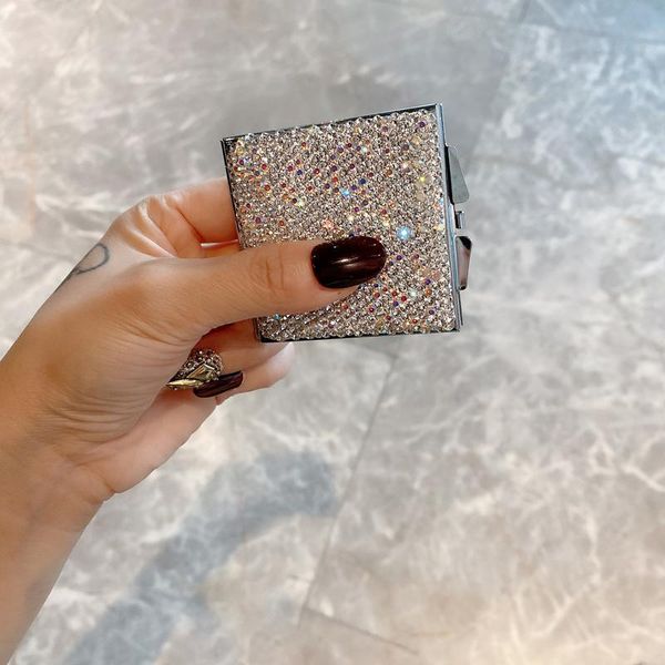 

mirrors square makeup mirror crystal pocket double-sided vanity foldable compact cosmetic