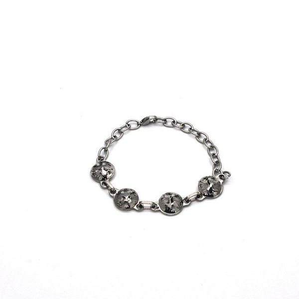 

link, chain stainless steel silver round engraved snowflake creativity fashion for women, Black