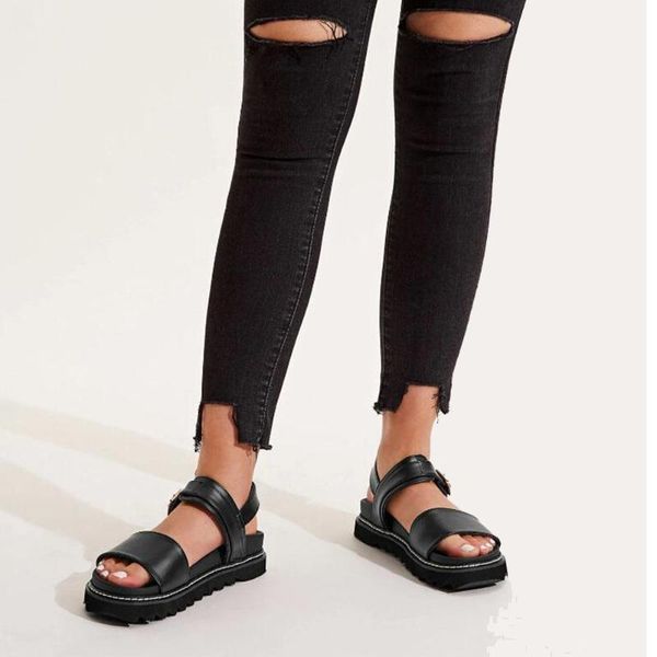 

sandals gigifox 2021 brand leisure cosy cool gladiator gothic style black women shoes fashion trendy summer casual plus size 44