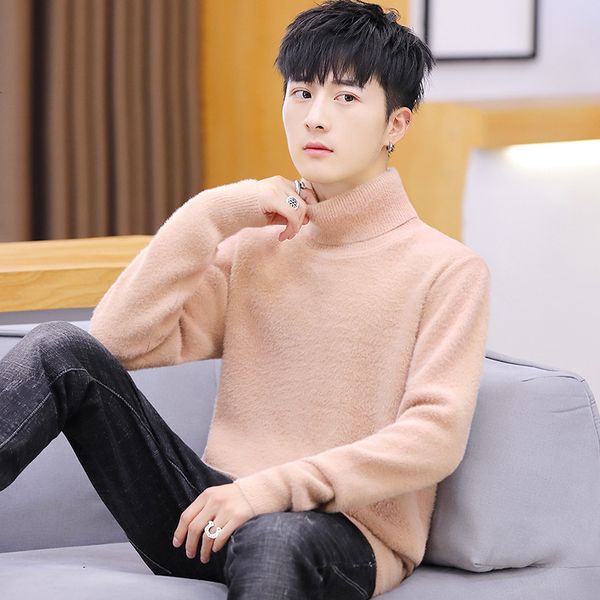 

men's sweaters jersey autumn long blue sleeve black pink sweater-neck thick pullovers solid casual men's fashion sweaters iq70, White;black