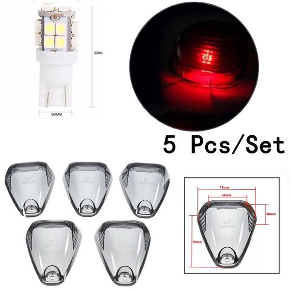 

car headlights cab roof running marker lights connection red/blue/white light 12v smoked lamp 5pcs/set for f350