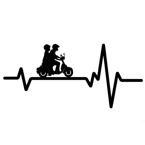 

16.8cm*7.8cm lovely electric gas couple helmet heartbeat vinyl black car sticker