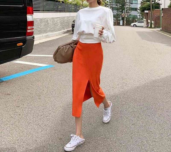 

a line knit summer womens skirt short korean midi long high waist school girl vintage skirts pleated, Black