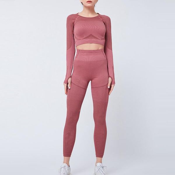 

yoga outfits cxuey long sleeve set 2021 fitness suit women push up sportswear woman gym clothing seamless workout clothes wear black, White;red