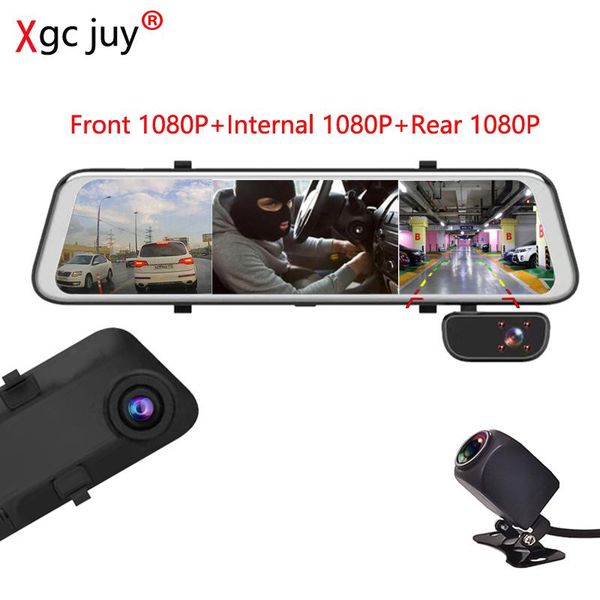 

xgc juy dash cam mirror 1080p gps track playback car dvr with built-in camera dual lens video recorder rearview dvrs