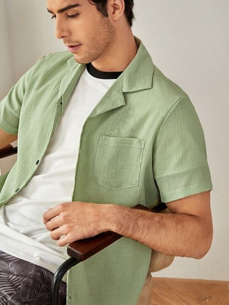 

men solid button up pocket shirt n0sn#, White;black