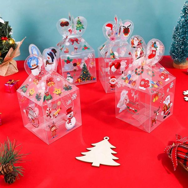 

gift wrap transparent candy box christmas decoration and packaging santa claus snowman elk reindeer apple boxes
