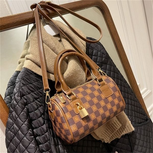 

70% off deals online portable small new winter children's lattice single shoulder fashion popular messenger letter cylinder bag wholesa