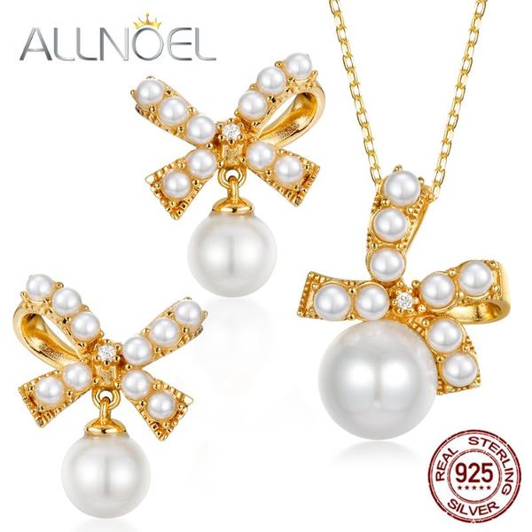 

real 925 sterling silver gold plated 100% pearl necklace earrings jewelry sets for women fine 2021 bracelet, &, Black