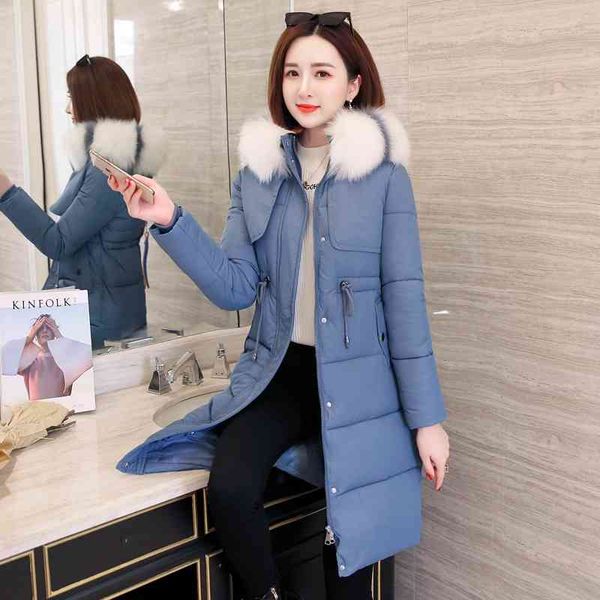 

korean long loose cotton coats and jackets winter clothing plus size women warm padded coat black red green bule