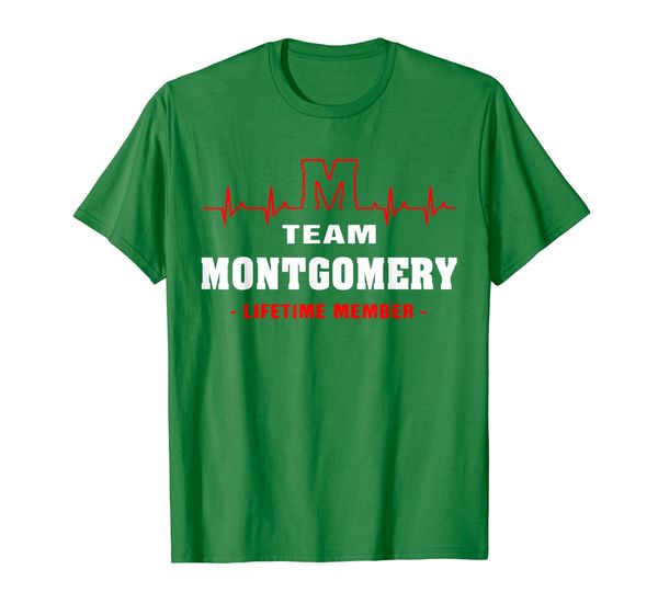 

team montgomery lifetime member shirt surname, last name, White;black